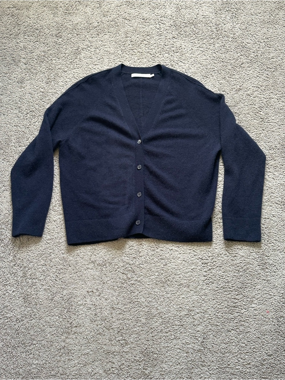 Harper Lane Women's Cashmere Knit Blue V-Neck Button Front Cardigan Sweater XXL